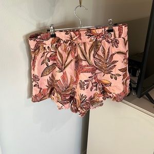 pink palm tree print beachy shorts